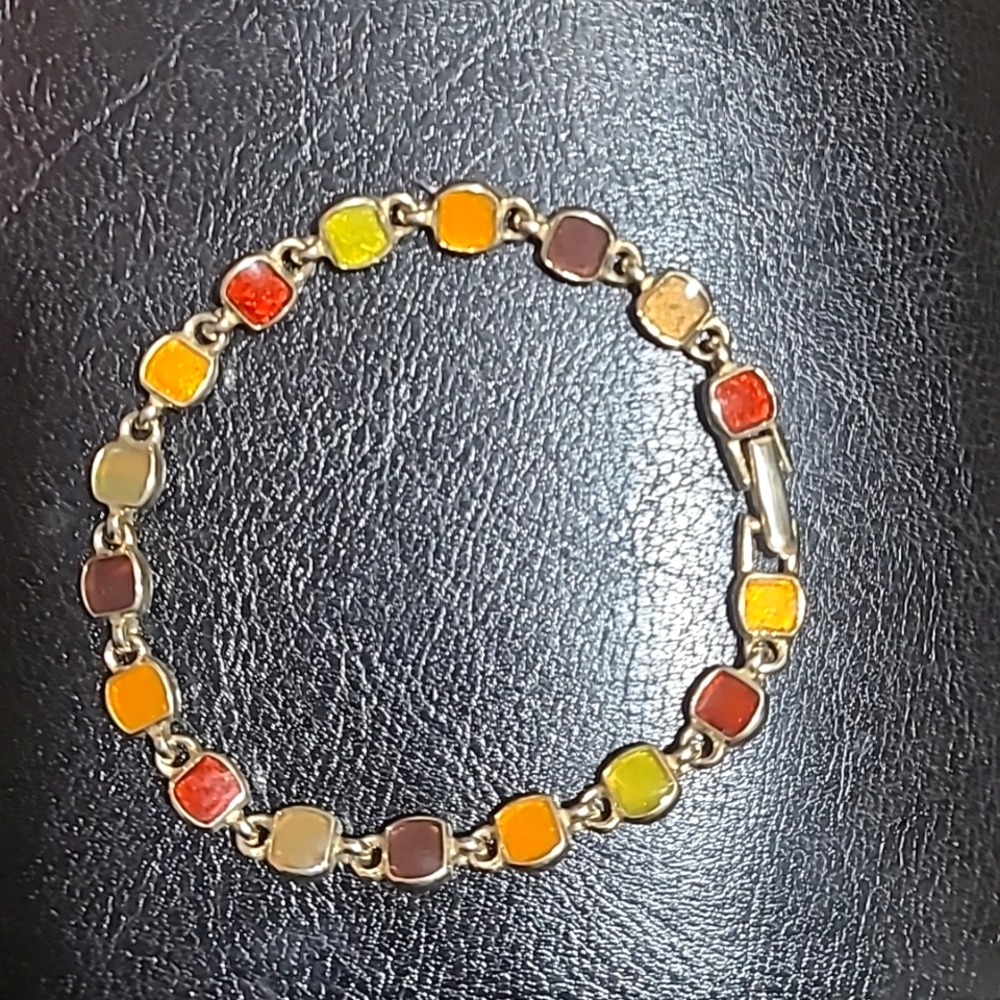 Vintage LC Signed Liz Claiborne Multicolor  Bracelet 7"